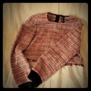 Zara tweed sweater with button up details